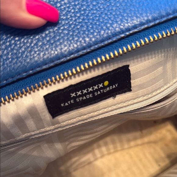 Kate Spade Cobalt Blue Leather Satchel with Curved Flap - Picture 11 of 13